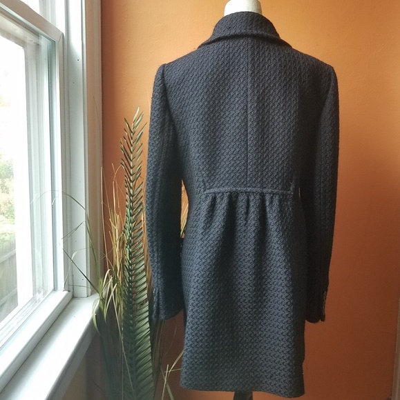 Ann Taylor Black Wool Textured Winter Coat Dressy - Picture 3 of 7